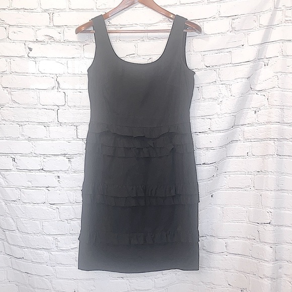 Tahari Arthur S. Levine Black Tank Style Ruffle Sleeveless Dress Size 8 - Picture 1 of 12